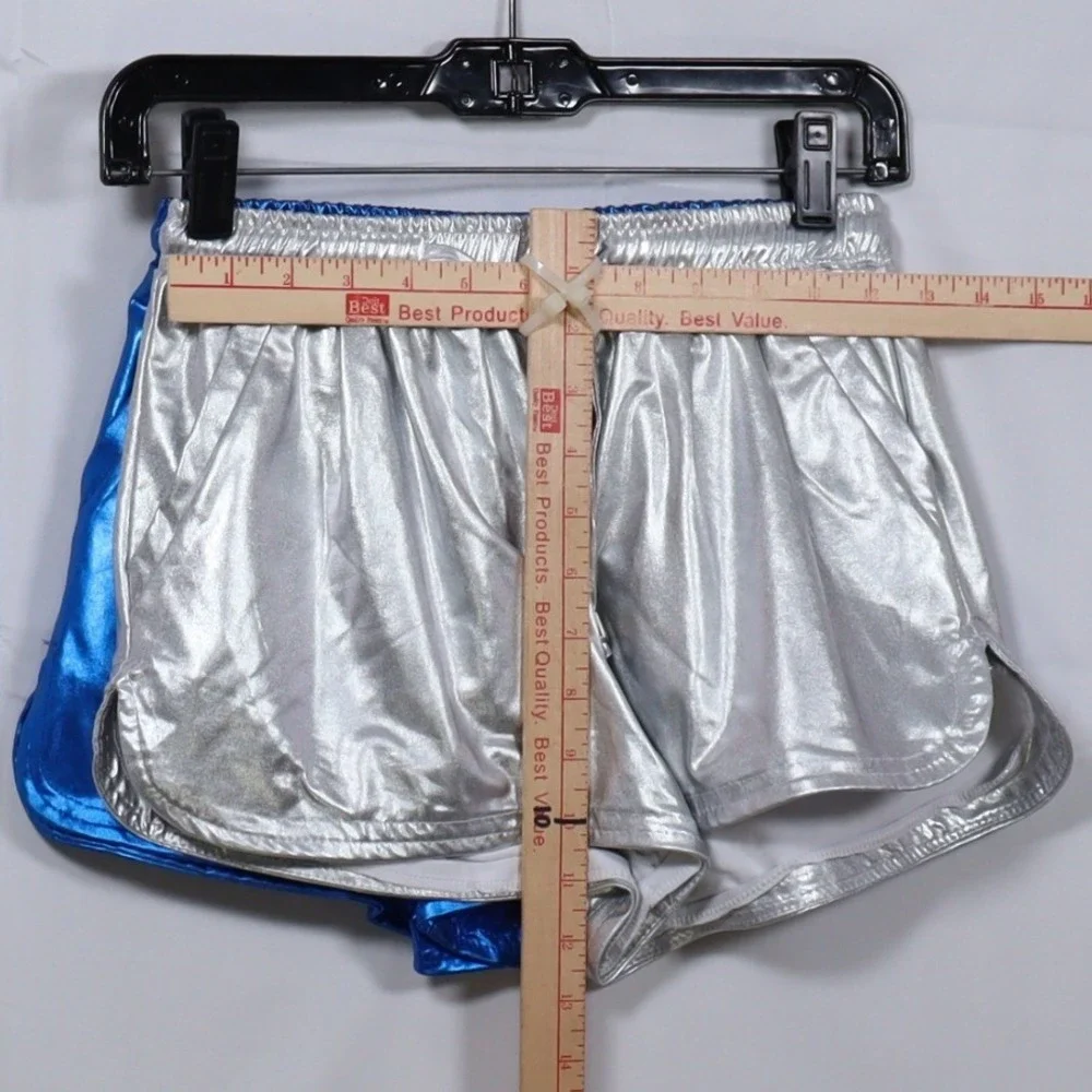 Metallic Dolphin Shorts Small Blue Silver Womens 2 Pack Rave Festival